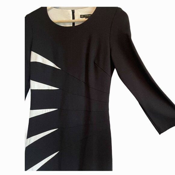 Zokai Black Cut Off Dark Academia 3/4 Sleeve Back Zip Dress M - Picture 4 of 8